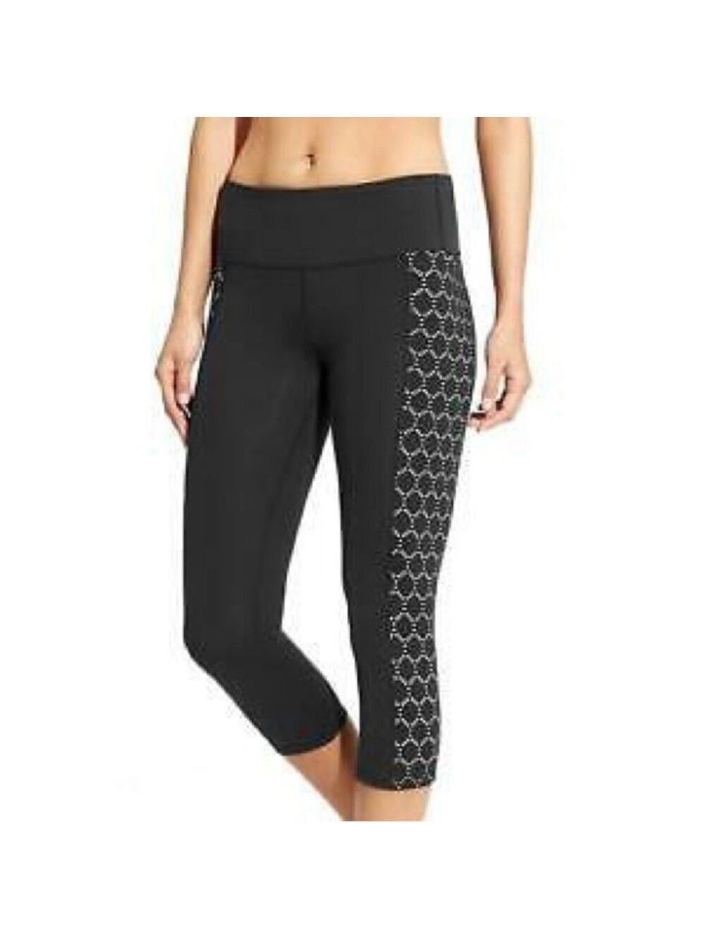 Athleta Leggings Women’s Size Small Black High Rise Eyelet Capri Leggings